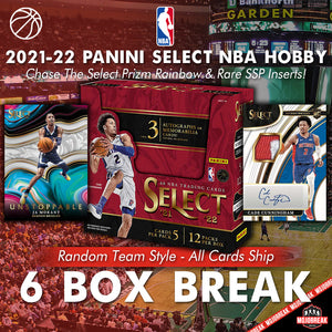 2021-22 Panini Select NBA Hobby 6 Box Random Team #1