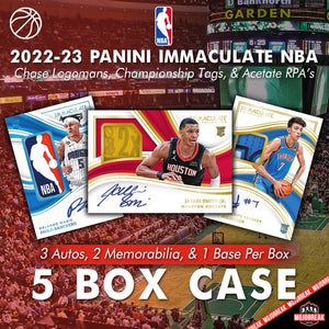 2022-23 Panini Immaculate NBA 5 Box Case Pick Your Team #17