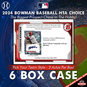 2024 Bowman Baseball HTA Choice 6 Box Case Pick Your Team #1