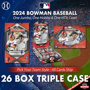 2024 Bowman Baseball Jumbo HTA Hobby 26 Box Triple Case Pick Your Team #1