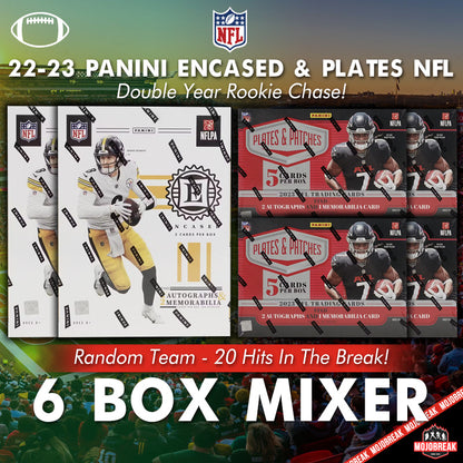2022-23 Panini Encased & Plates NFL 6 Box Mixer Random Team #1