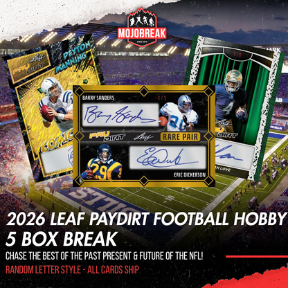 2026 Leaf Paydirt Football Hobby 5 Box Break Random Letter #1