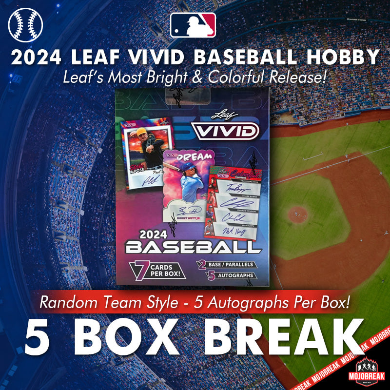 2024 Leaf Vivid Baseball Hobby 5 Box Random Team #1