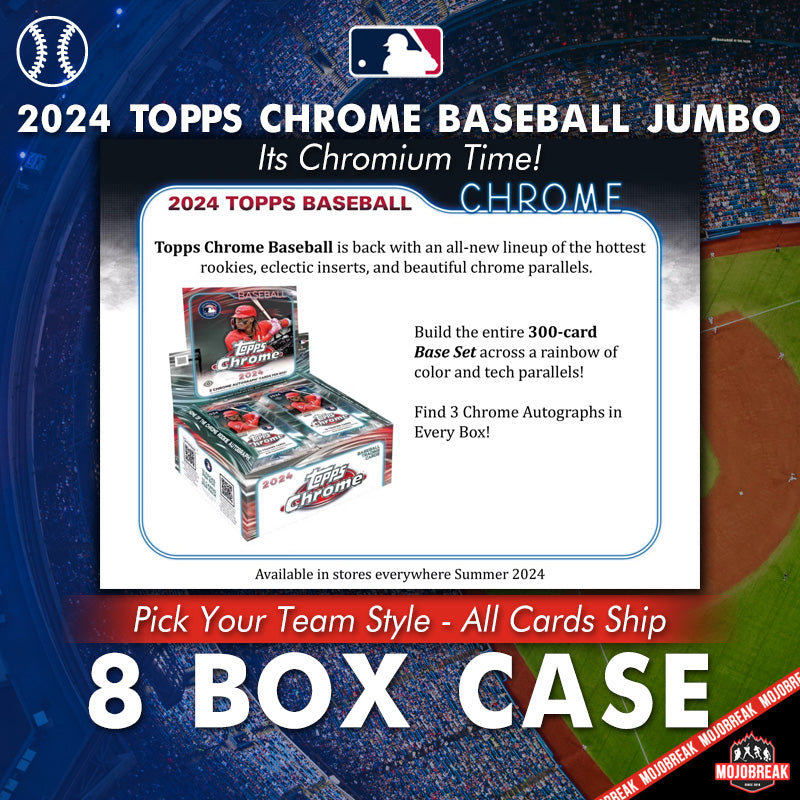 2024 Topps Chrome Baseball Jumbo 8 Box Case Pick Your Team 3