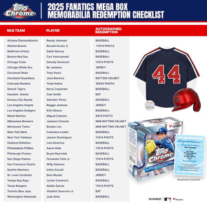 2025 Topps Chrome Mega Fanatics & Emanate Baseball 8 Box Mixer Pick Your Team #2