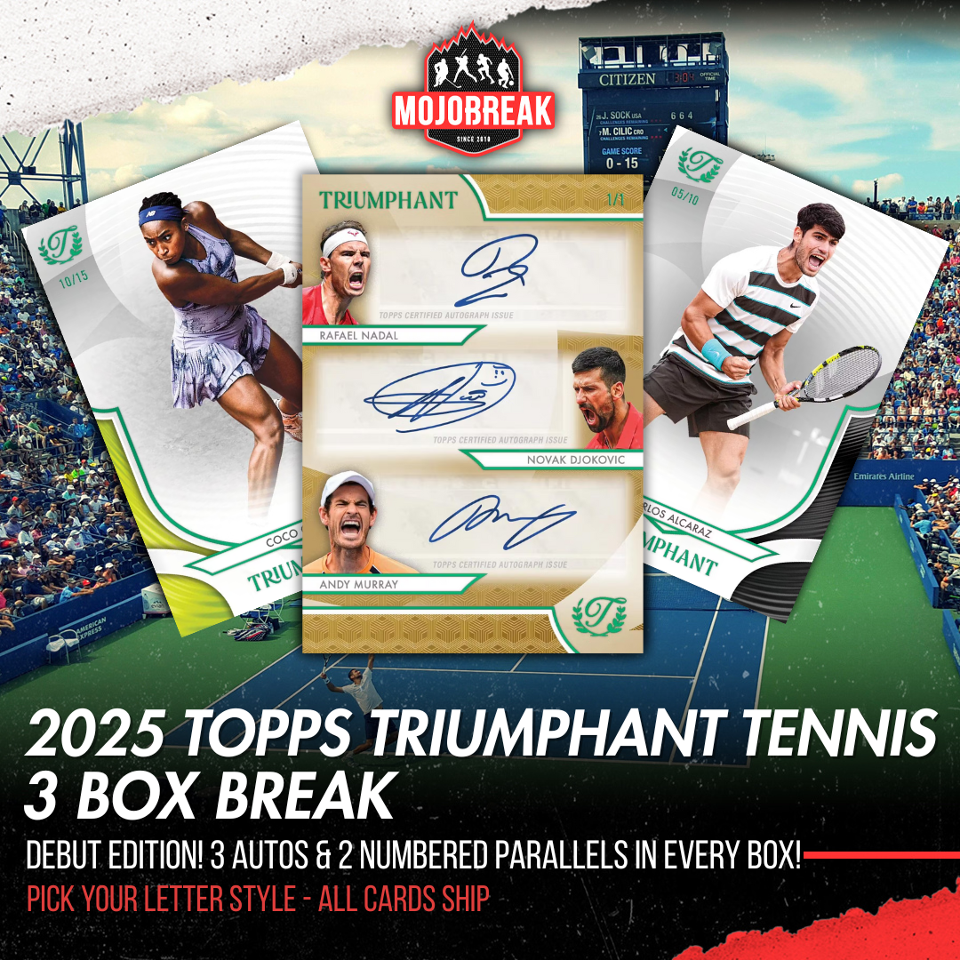 2025 Topps Triumphant Tennis Hobby 3 Box Break Pick Your Letter #5