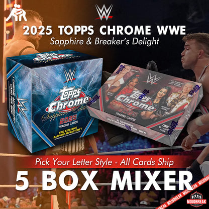 2025 Topps Chrome WWE Sapphire & Delight 5 Box Mixer Pick Your Letter #1