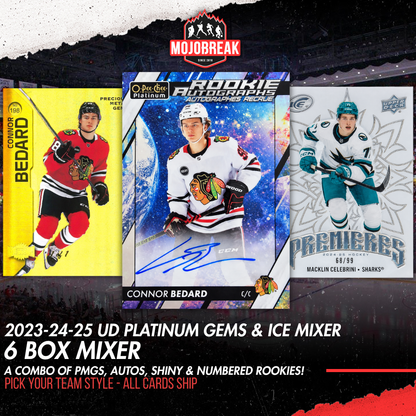 2023-24 Upper Deck Platinum Metal Gems & Ice NHL 6 Box Mixer Pick Your Team #1