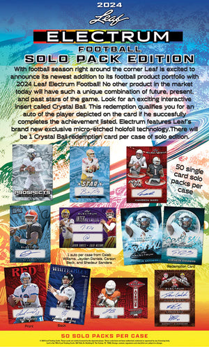 2024 Leaf Electrum Football Hobby 2 Box & 5 Solo Pack Mixer Random Letter #8