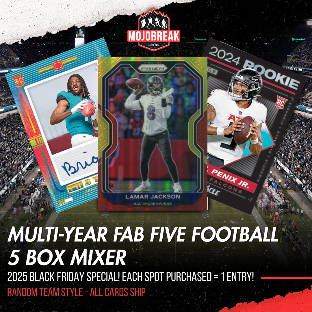 2025 CYBER MONDAY BREAK - Multi-Year Fab Five Football 5 Box Mixer Random Team #2