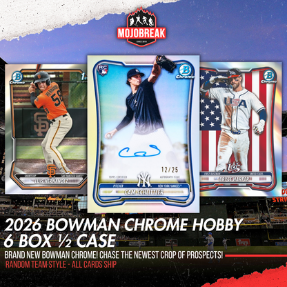 2026 Bowman Chrome Baseball Hobby 6 Box Half Case Random Team #1