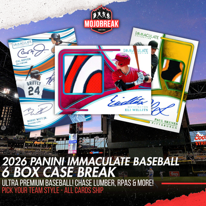 2026 Panini Immaculate Baseball Hobby 6 Box Case Pick Your Team #1