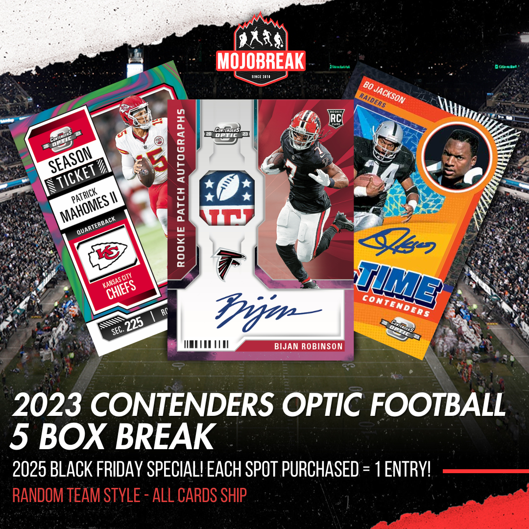 2025 CYBER MONDAY BREAK - 2023 Panini Contenders Optic Football Hobby 5 Box Random Team #1