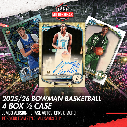 2025/26 Bowman Basketball Jumbo 4 Box Half Case Pick Your Team #15