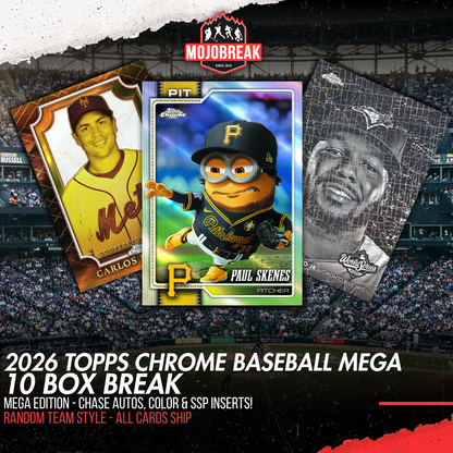 2026 Topps Chrome Baseball Mega 10 Box Half Case Random Team #1