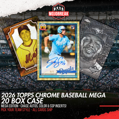 2026 Topps Chrome Baseball Mega 20 Box Case Pick Your Team #1