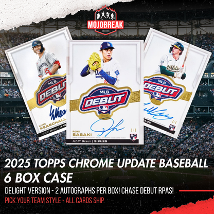 2025 Topps Chrome Update Series Baseball Breakers Delight 6 Box Case Pick Your Team #2