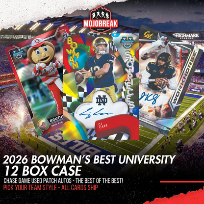 2026 Bowman's Best University Football Hobby 12 Box Case Pick Your Team #1