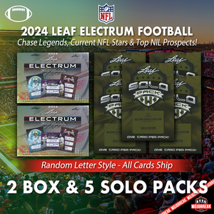 2024 Leaf Electrum Football Hobby 2 Box & 5 Solo Pack Mixer Random Letter #8