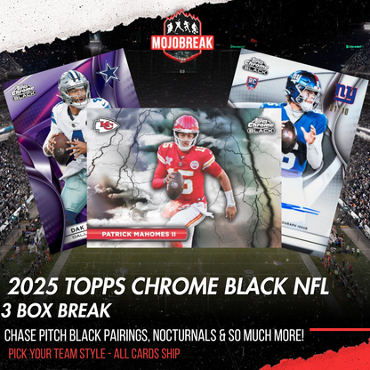 2025 Topps Chrome Black Football Hobby 3 Box Pick Your Team #1