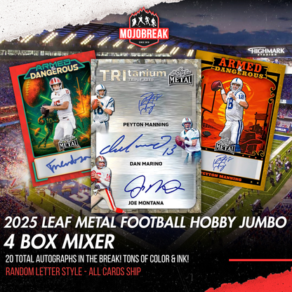 2026 Leaf Metal Football Hobby & Jumbo 4 Box Mixer Random Letter #5