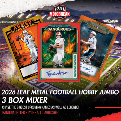 2026 Leaf Metal Football Hobby & Jumbo 3 Box Mixer Random Letter #2