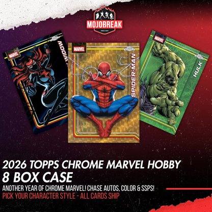 2026 Topps Marvel Comics Chrome Hobby Box 8 Box Case Pick Your Character #1