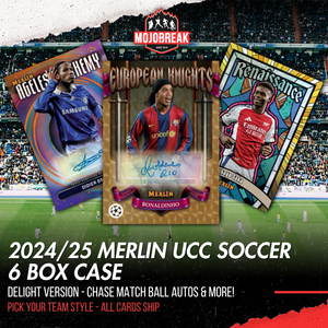 2024/25 Topps UEFA Club Competitions Merlin Chrome Soccer Delight 6 Box Case Pick Your Team #1
