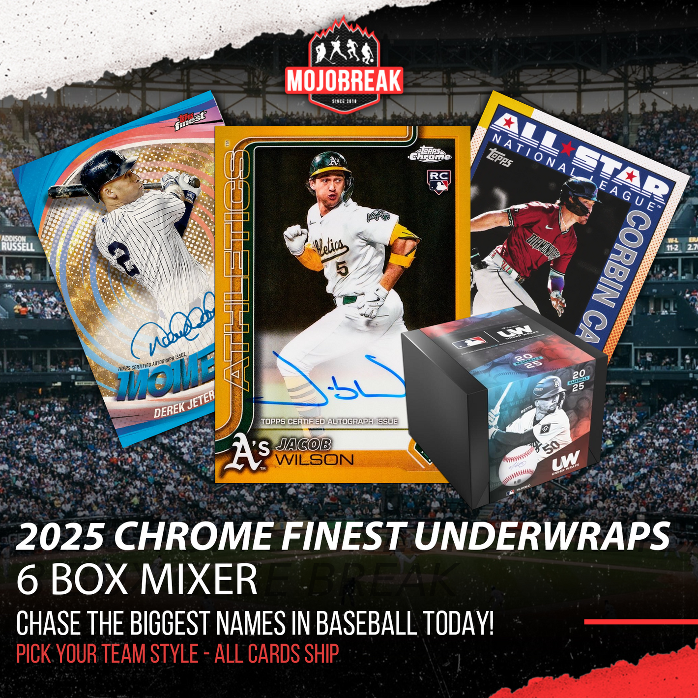 2025 Topps Chrome Finest Underwraps Baseball 6 Box Mixer Pick Your Team #1