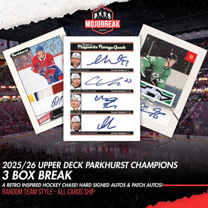 2025/26 Upper Deck Parkhurst Champions Hockey Hobby 3 Box Pick Your Team #1