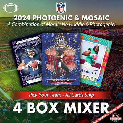 2024 Panini Photogenic & Mosaic NFL Hobby 4 Box Mixer Pick Your Team #1