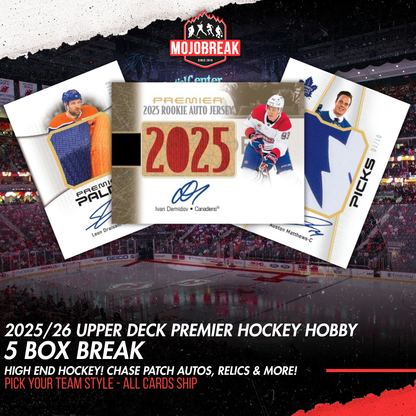 2025/26 Upper Deck Premier Hockey Hobby 5 Box Half Case Pick Your Team #1