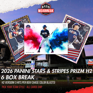 2026 Panini USA Stars & Stripes Prizm Baseball H2 6 Box Pick Your Team #1