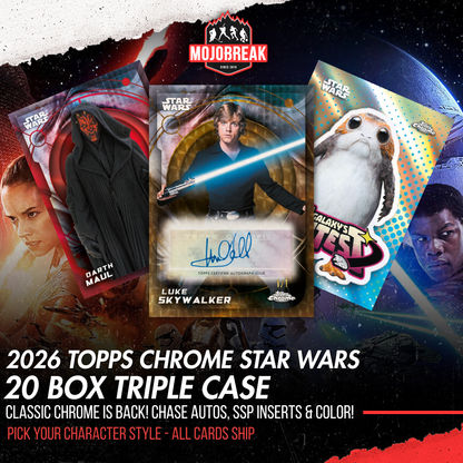 2026 Topps Star Wars Chrome Hobby Delight 20 Box Triple Case Pick Your Character #1