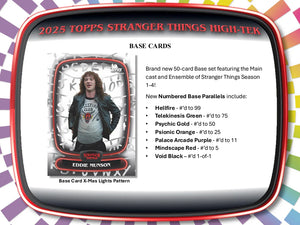 2025 Topps Stranger Things High Tek Hobby 6 Box Pick Your Letter #5