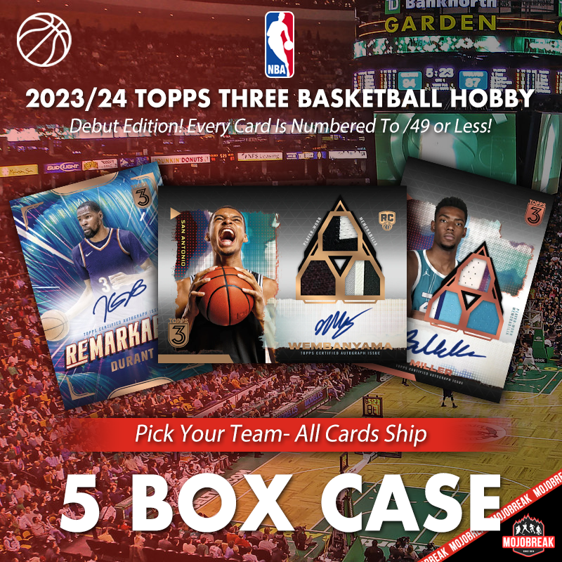 2023-24 Topps Three Basketball Hobby 5 Box Case Pick Your Team #13