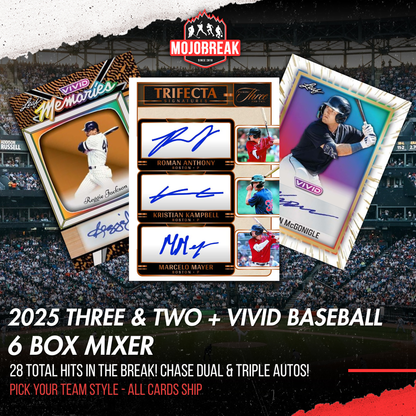 2025 Panini Three And Two & Leaf Vivid Baseball 6 Box Mixer Pick Your Team #1