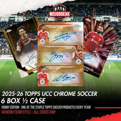 2025/26 Topps UEFA Club Competitions Chrome Soccer Hobby 6 Box Random Team #2