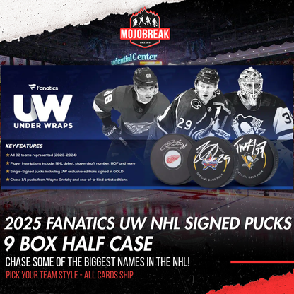 2025 Fanatics Under Wraps Autographed NHL Hockey Pucks 9 Box Half Case Pick Your Team #1