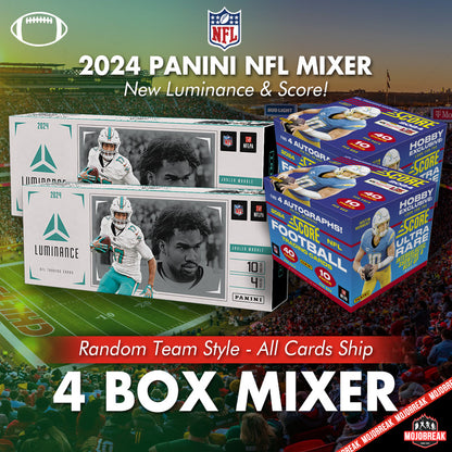 2024 Panini Score & Luminance NFL Hobby 4 Box Mixer Random Team #2