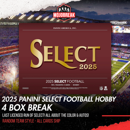 2025 Panini Select Football Hobby 4 Box Random Team #1