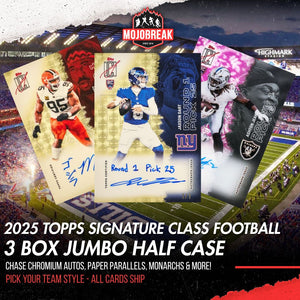 2025 Topps Signature Class Football Jumbo 3 Box Half Case Pick Your Team #1